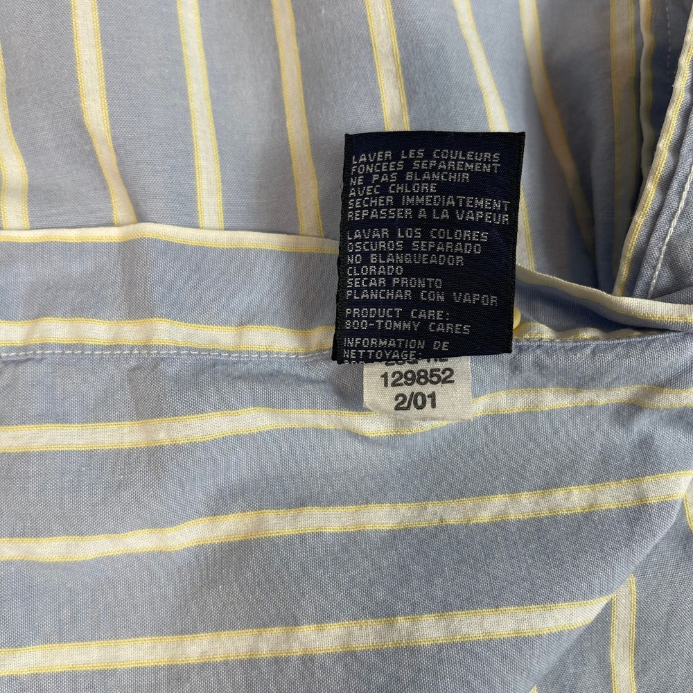 Tommy Hilfiger Mens Button Down Shirt XL Blue White Stripe Pocket Logo Casual - Picture 11 of 12